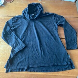 Columbia Black Cowl Neck Long-Sleeve Shirt XL Cotton-Blend Gorp Lagenlook